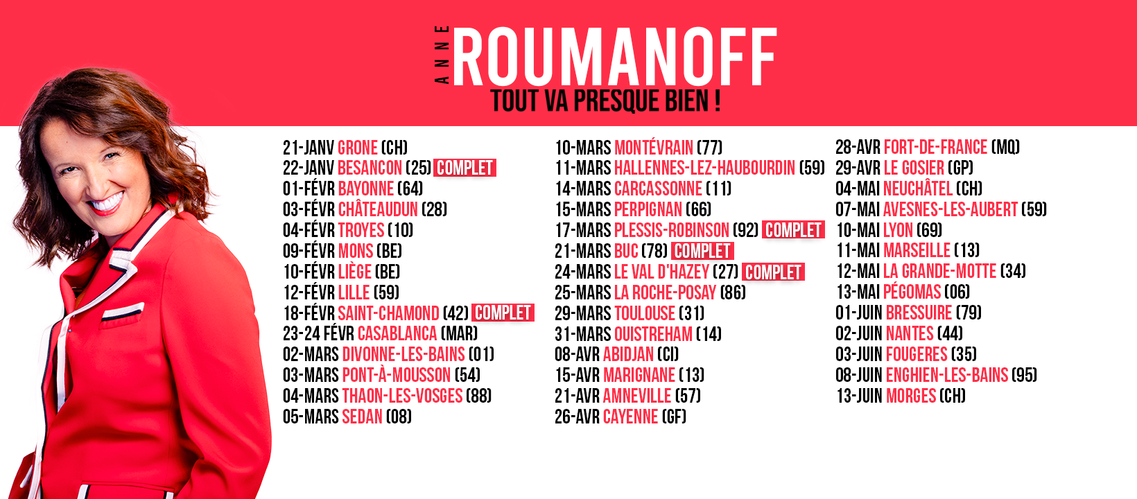 Dates tournée 2023 Anne Roumanoff